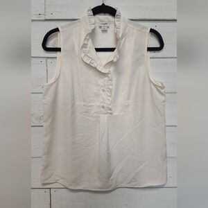 J. Crew Ivory Sleeveless Ruffle Blouse